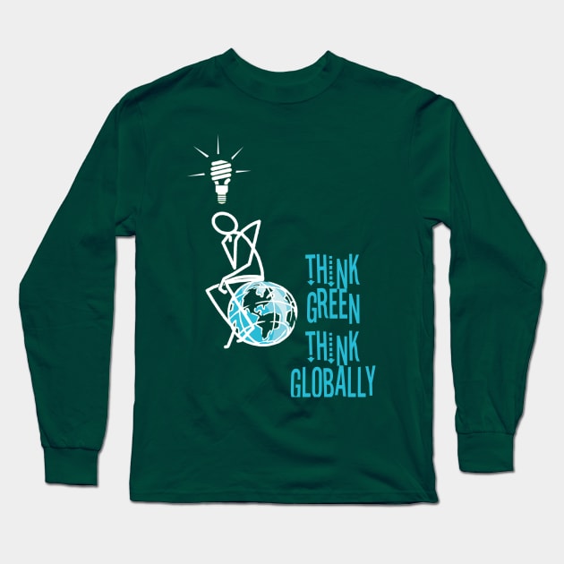 Think Green Think Globally Long Sleeve T-Shirt by marengo